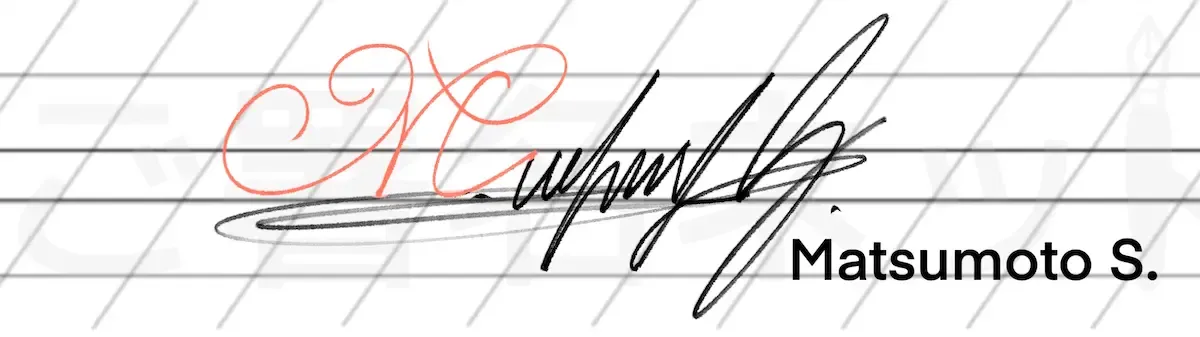 カリグラフィを用いた手書きサインの例サンプル